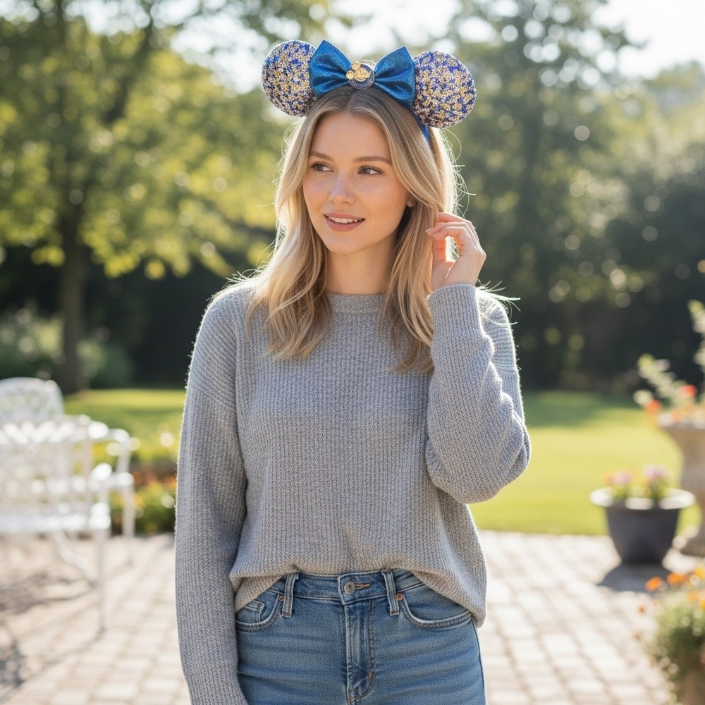 Disney Mickey Mouse Passholder Ears Headband Blue Pink Yellow Excellent Sequin